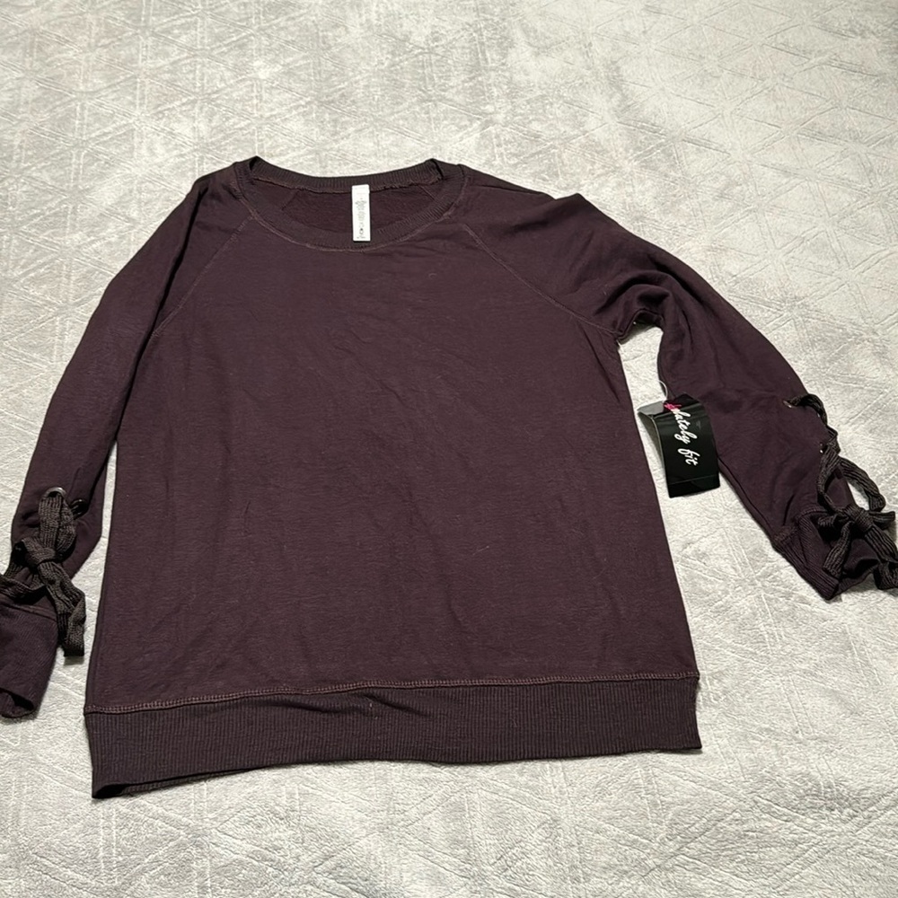 absolute fit women's purple plum  crew neck sweater